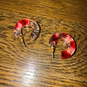 BaubleBar Red and Clear Hoop Earrings